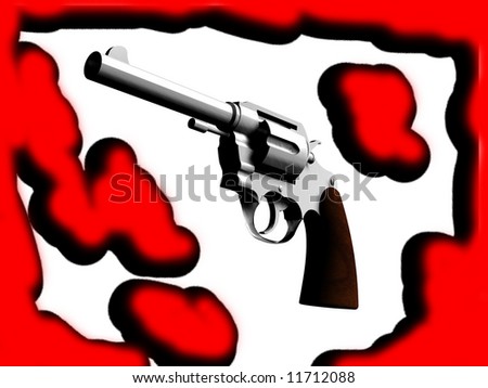 An image of a gun and some blood. It would be a good concept image for criminality and violence.