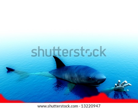 An image of a shark that has bitten a man. It would be a good conceptual image for people that are requesting help.