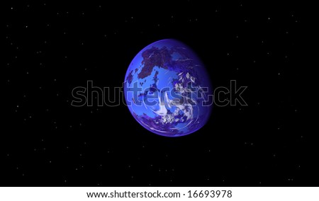 An alien world floating around in space.
