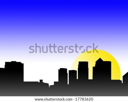 City Silhouette with sun