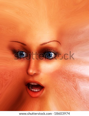 A distorted human face monster