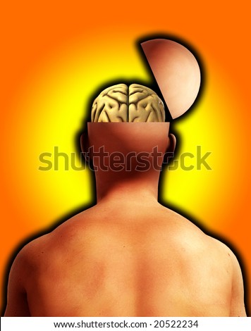 A conceptual image of an open headed man.