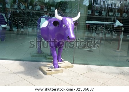 LONDON, ENGLAND - JUNE 13: Promotional item in the shape of a cow for the E4 Udderbelly event on Londons South Bank June 13, 2009 in London