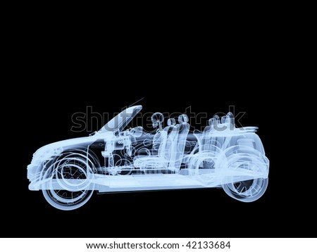 xray skeleton driving a car.