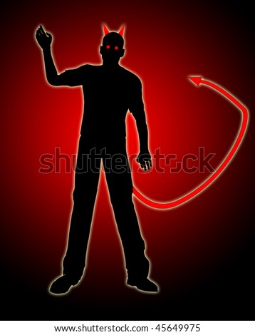 The silhouetted figure of the devil for evil concepts.