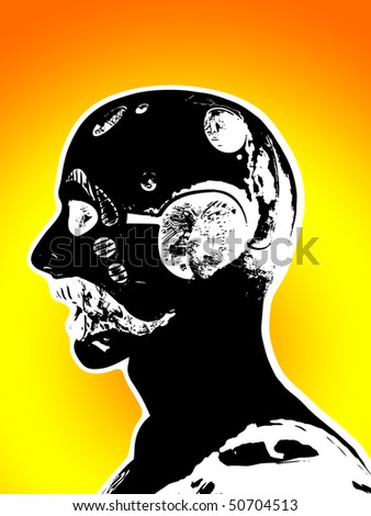 view of a cyborg head.