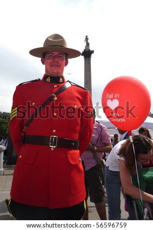 LONDON - JULY 1: Canada Day  July 1st, 2010 in Trafalgar Square London, England.