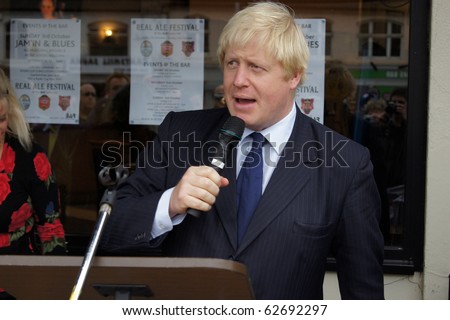LONDON - OCTOBER 1: London Mayor Boris Johnson At The Reopening Of Gants Hill Roundabout October 1, 2010 In Gants Hill London, England.