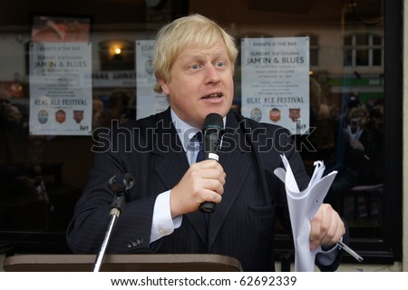 LONDON - OCTOBER 1: London Mayor Boris Johnson At The Reopening Of Gants Hill Roundabout October 1, 2010 In Gants Hill London, England.