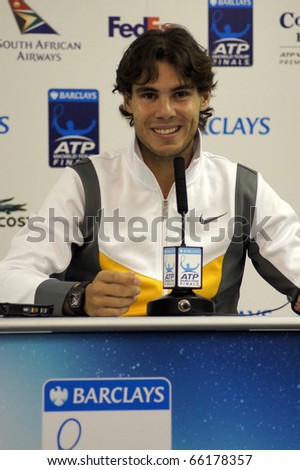LONDON - NOV 24: Rafael Nadal Press Interview At The ATP World Tour November 24, 2010 O2 Building, Central London, England.