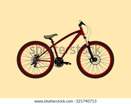 MTB Dirt street extreme sport red Bicycle. Vector illustration