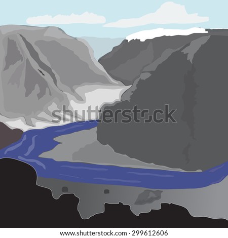 Landscape with rocks and river