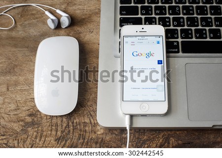 CHIANGMAI,THAILAND - AUG 03, 2015: Google is an American multinational corporation specializing in Internet-related services and products. Most of its profits are derived from AdWords.