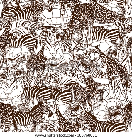 Wild animals seamless pattern. Vector illustration