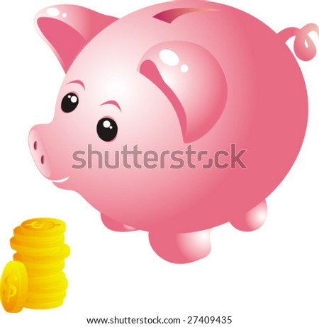 piggy bank coins. stock vector : Piggy bank and