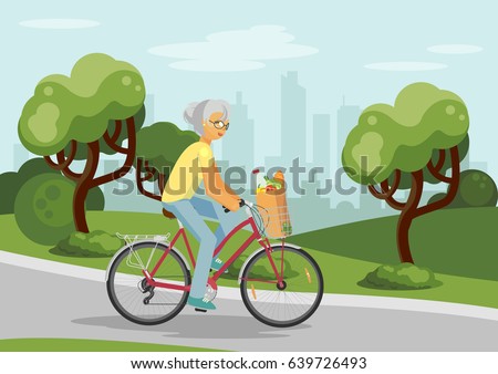 http://image.shutterstock.com/display_pic_with_logo/322573/639726493/stock-vector-senior-woman-on-bike-in-the-city-park-elderly-woman-cycling-on-the-road-bicycle-with-grocery-bag-639726493.jpg