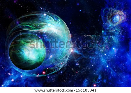 A planets is in space, nebula