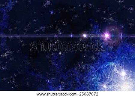 Background with stars and fractals, enough available space is for inscriptions