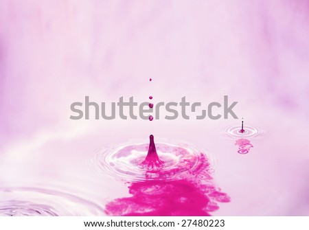 Red splashes in clear water givings broad patterns, very showily. Tender lilac background, much place is for inscriptions