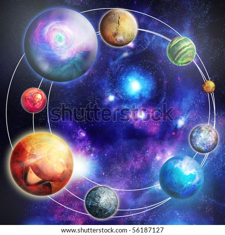 stock photo The planets in the star sky digital picture