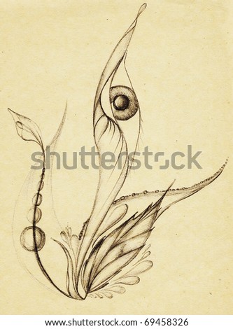 stock photo Eye flower Drawing on yellow paper