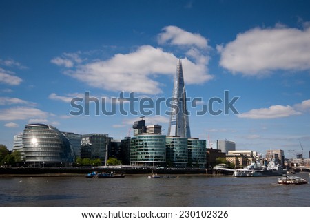 View of London with the Mayors office and the Shard in the skyline