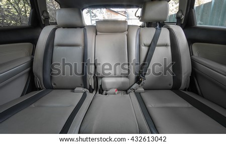 leather interior of the car, rear view