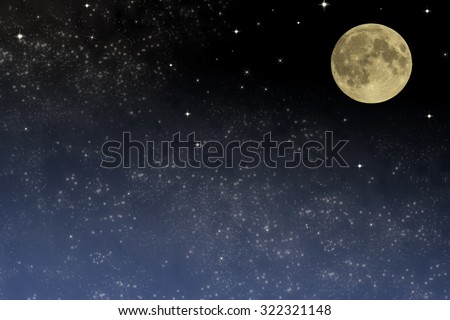 Night sky. Full moon on the starry sky with clouds