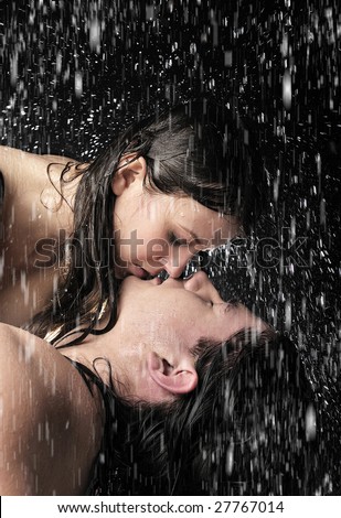kissing in the rain pictures. stock photo : Kissing In The