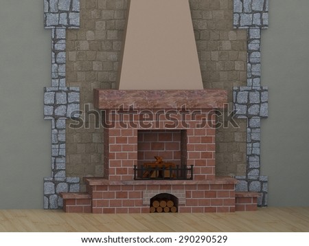 room with fireplace with shelves of brick, wood do not burn