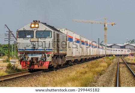 Special trains International cargo Nippon Express BangSue  - Padang Besar, Malaysia, the locomotive of the train by Toshiba Class 24 No. 24119 - The container freight No.781 23 February 2014.