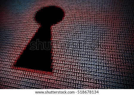 Red digital keyhole. Concept of cyber security, hacking, or information security