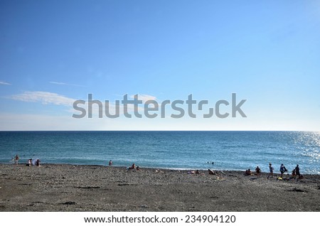 View of the beach in the Olympic village of Sochi, Russia