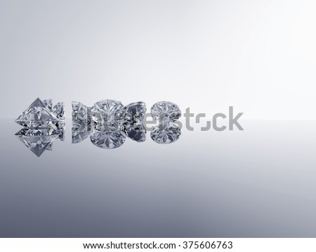 Diamonds placed on gradient background with space.