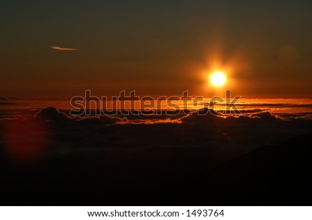 Breathtaking sunrise taken from Haleakala Volcano, Maui, Hawaii.