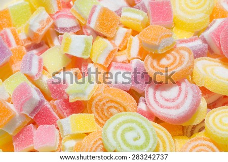 Colorful jelly fruit sweet background