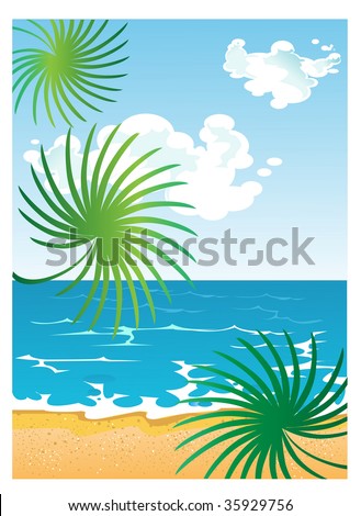 cartoon summer sunny beach