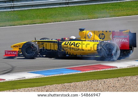 BRNO - JUNE 5 : Jerome Ambrosio tests his car of Renault F1 Team during exhibition in the World Series by Renault June 5, 2010 in Brno, Czech republic