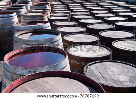 Tops of scotch whiskey barrels