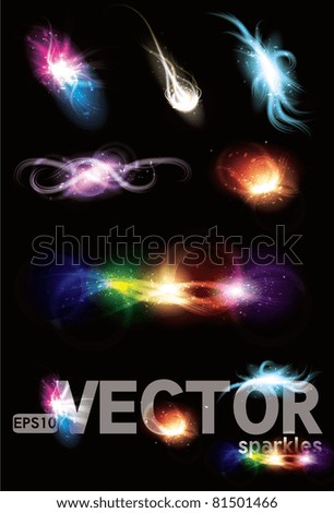 Customizable Set of Vector glowing special light effect graphic elements with sparkles Customizable Set of Vector glowing special light effect graphic elements with sparkles