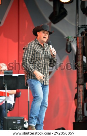 Ottawa, Canada - June 30, 2015: Canadian country singer Gord Bamford in rehearsal, which was open to the public, for the Canada Day concert scheduled the next day.