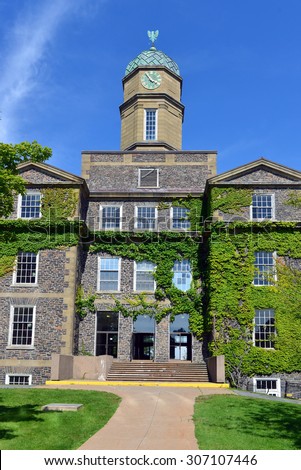 HALIFAX, NOVA SCOTIA, CANADA - AUGUST 5, 2015: The Henry Hicks Academic Administration Building of Dalhousie University, the largest in Atlantic Canada, on a sunny summer day.