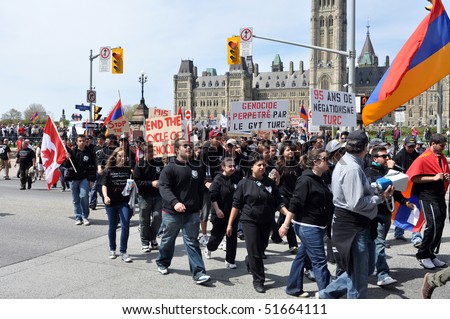 OTTAWA, CANADA - APRIL 24: Armenians across the world gather together to commemorate the Armenian Genocide of 1915.  This demonstration took place April 24, 2010 in Ottawa, Ontario.