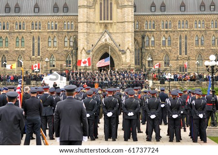 OTTAWA, CANADA -SEPT 26:  Thousands of  Police gathered on Parliament Hill for the National Police and Peace Officers\'s Memorial on Parliament Hill.  September 26, 2010 Ottawa, Ontario.