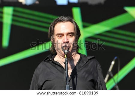 TORONTO, CANADA - JUL 16:  Brad Roberts of The Crash Test Dummies performs at the Live Green Toronto Festival Yonge-Dundas Square on July 16, 2011 in Toronto, Canada.
