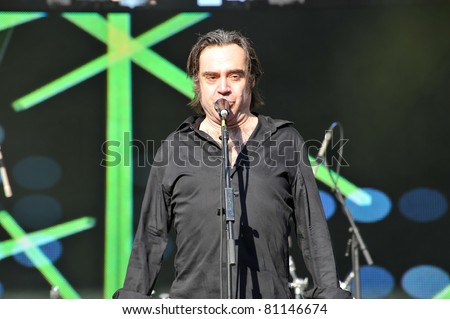 TORONTO, CANADA - JUL 16:  The deep-voiced Brad Roberts of The Crash Test Dummies perform at the Live Green Toronto Festival Yonge-Dundas Square July 16, 2011 in Toronto, Ontario.