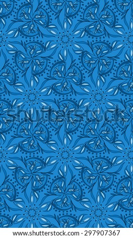 seamless blue leaves abstract pattern