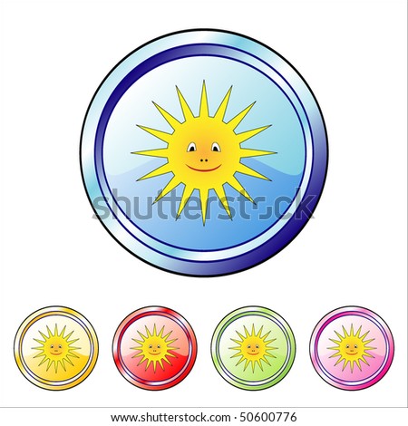 Happy sun vector buttons