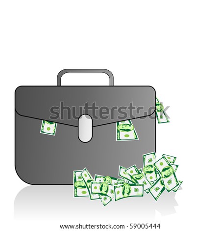 stock vector : Briefcase full of money