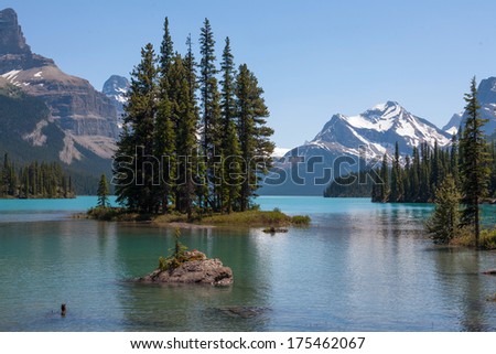 maligne lake and spirit island  at Banff National Park of Canada